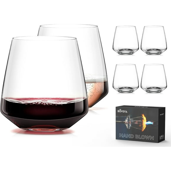 Set de copas de vino OJA, 6 unidades, 400 ml, sopladas a mano, sin tallo