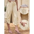thumbnail image 2 of DARING DIVA Women's Lantern Cropped Wide Leg Pants X-Small Apricot, 2 of 6