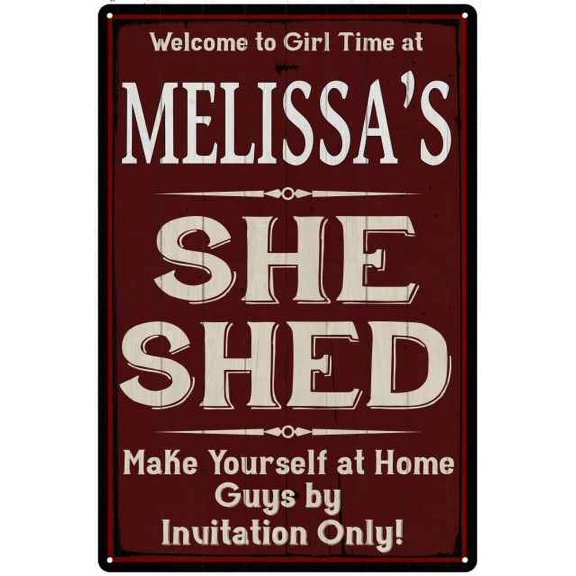 MELISSA'S She Shed Red Sign Lady Cave 8 x 12 High Gloss Metal 208120088033