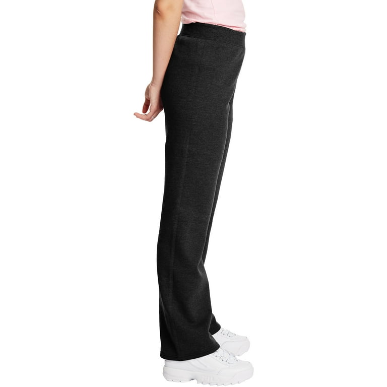 Hanes EcoSmart Women’s Fleece Sweatpants, Open Leg, 30 Ebony S