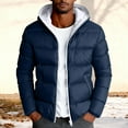 thumbnail image 2 of Mrmaere Men's Hooded Puffer Jacket Quilted Warm Insulated Coat for Winter Outdoor & Casual Wear Dark Blue S, 2 of 5