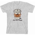 thumbnail image 3 of Just Fall Things Pumpkin Spice Latte Youth Heather Gray Crew Neck Short Sleeve Tee-Medium, 3 of 4