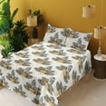 thumbnail image 2 of Ambesonne Forest Fitted & Flat Sheet with Shams 4 Pcs Set, Tropical Leaf Sketchy Print, Calking, Cream Camel and Black, 2 of 5
