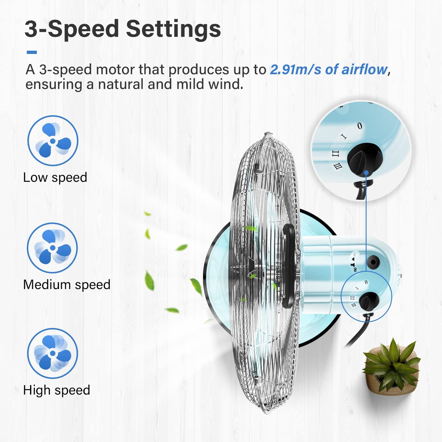 InfiniPower 16 Inch High Velocity Stand Fan, Adjustable Heights, 75°Oscillating, 3 Speeds, Green New