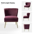 thumbnail image 2 of Contemporary Vanity Chair Upholstery Armless Accent Chair Metal Base Nailhead Trim Bedroom Set of 2 Purple, 2 of 7