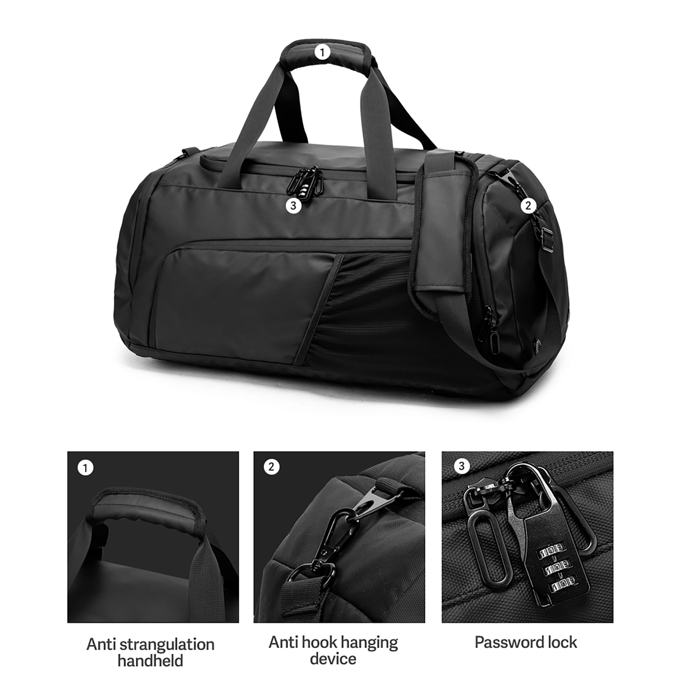 NINGKIN 40L Gym Duffle Bag with Shoe Compartment, Waterproof Travel Sports Bag with Wet Pocket, Laptop Sleeve and Water Bottle Holder