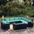 thumbnail image 1 of vidaXL 11 Piece Patio Lounge Set with Cushions Black Poly Rattan, 1 of 5