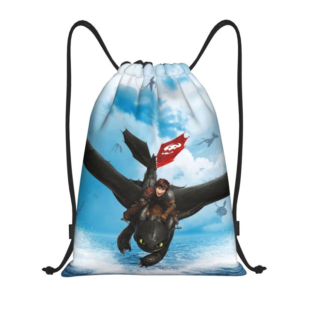 Bolsa clásica con cordón de Cómo entrenar a tu dragón, plegable, para deportes, fitness, unisex, para viajes y deportes de playa, tamaño mediano