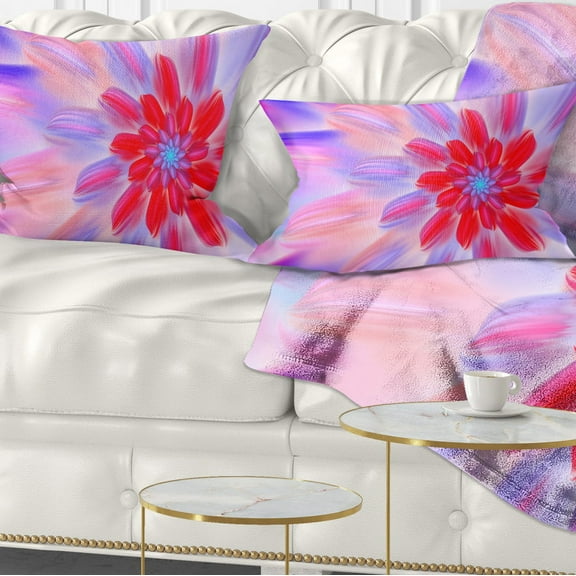 Designart Dance of Fractal Pink Petals - Abstract Throw Pillow - 12x20