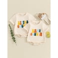 thumbnail image 4 of Baby Girls Boys Summer Romper Short Sleeve Crew Neck Letter Embroidery Casual Romper, 4 of 10