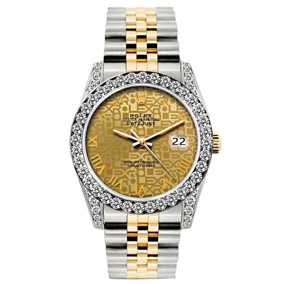 Pre-Owned Rolex Datejust 26MM 6917 Champagne Roman Dial Diamond Bezel Two Tone Yellow Gold Jubilee Bracelet 1.2ct
