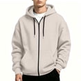 thumbnail image 4 of Eygvbb Men's Full Zip Hoodie Solid Long Sleeve Sweatshirt Jacket Drawstring Hood Front Pocket Loose Fit Fashion Casual Outerwear, 4 of 8