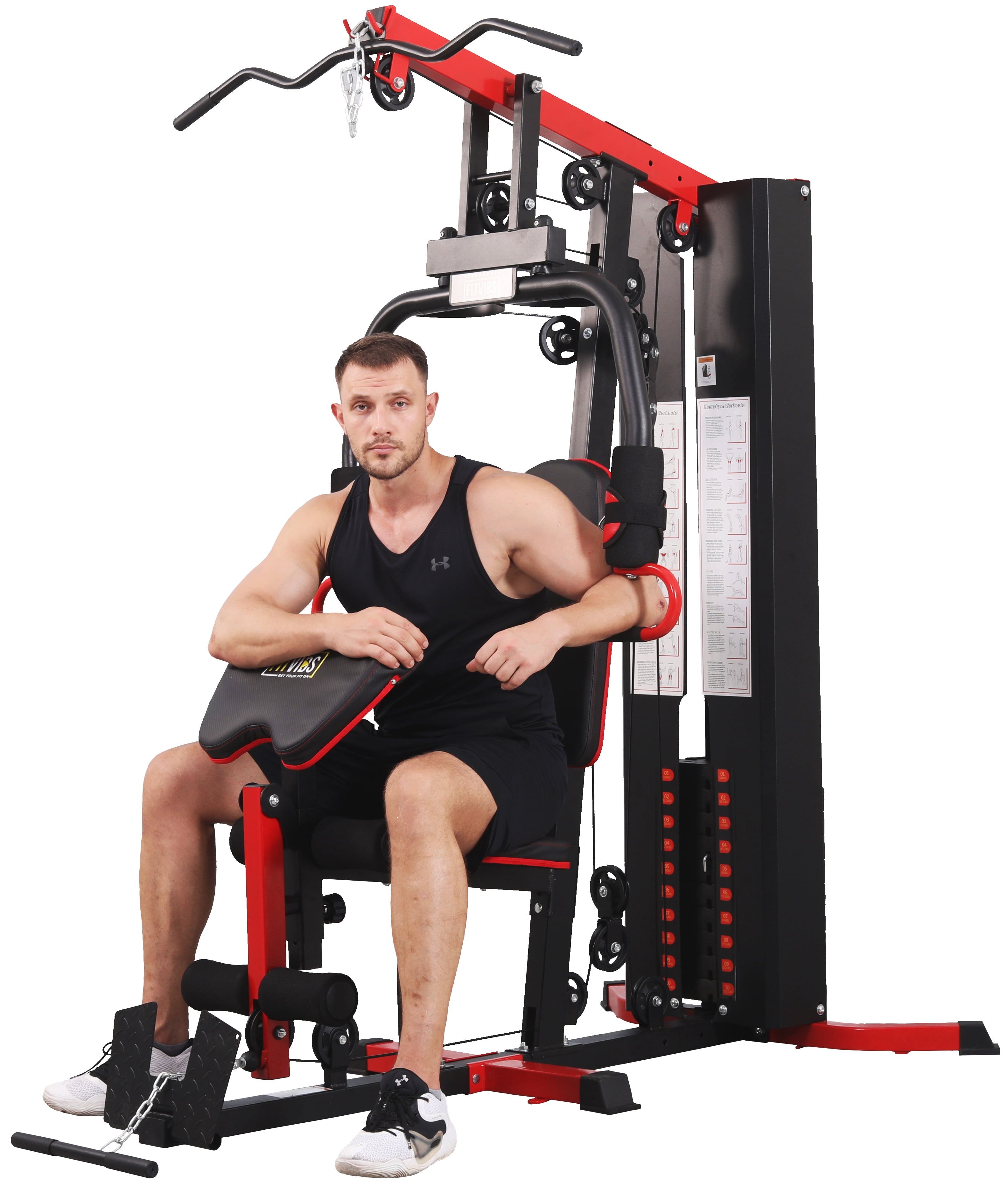 Fitvids LX750 Home Gym System Workout Station with 330 Lbs of Resistance,  122.5 Lbs Weight Stack, One Station, Comes with Installation Instruction  Video, Ships in 5 Boxes 