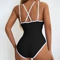 thumbnail image 6 of BSDJILFG Petite Womens One-Piece Swim Suit Cutout Cross Back V-Neck Adjustable Straps Double Support Slimming Bathing Suit, 6 of 6