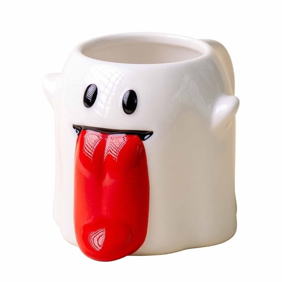 Halloween Cartoon Ghost Ceramic Mug, Reusable and Easy to Clean, Cute White Cup for Office or Bag Use, Fun Spooky Season Drinkware for Daily Coffee and Holiday Parties