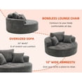 thumbnail image 5 of Newest 55" Oversized Round Swivel Chair, 360° Rotating Chenille Accent Chair for Living Room & Bedroom, Gray, 5 of 11
