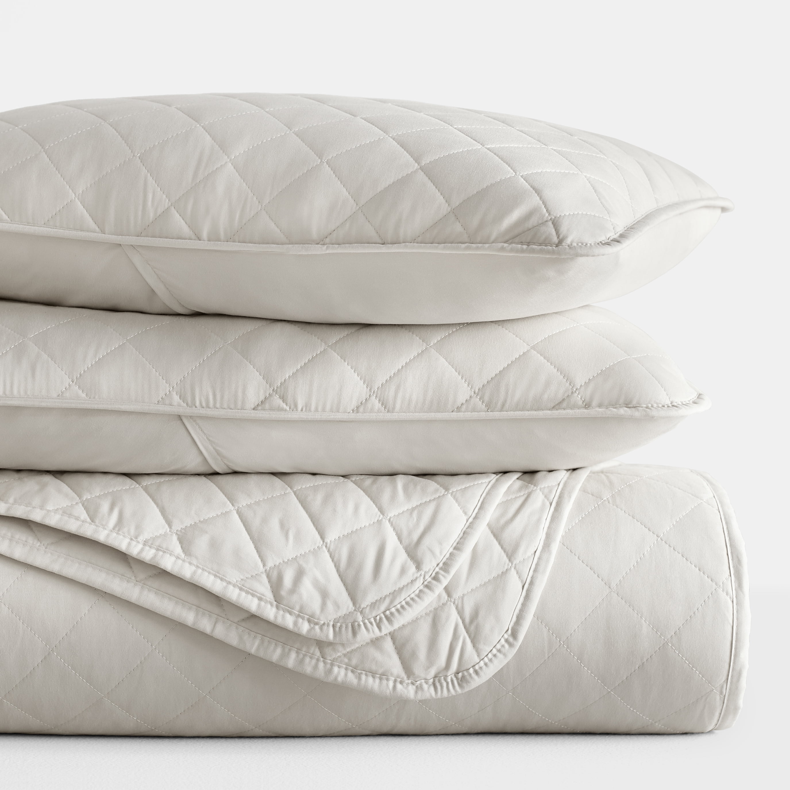 Noble Linens 3-Piece Natural Diamond Quilt Set, Twin / Twin XL