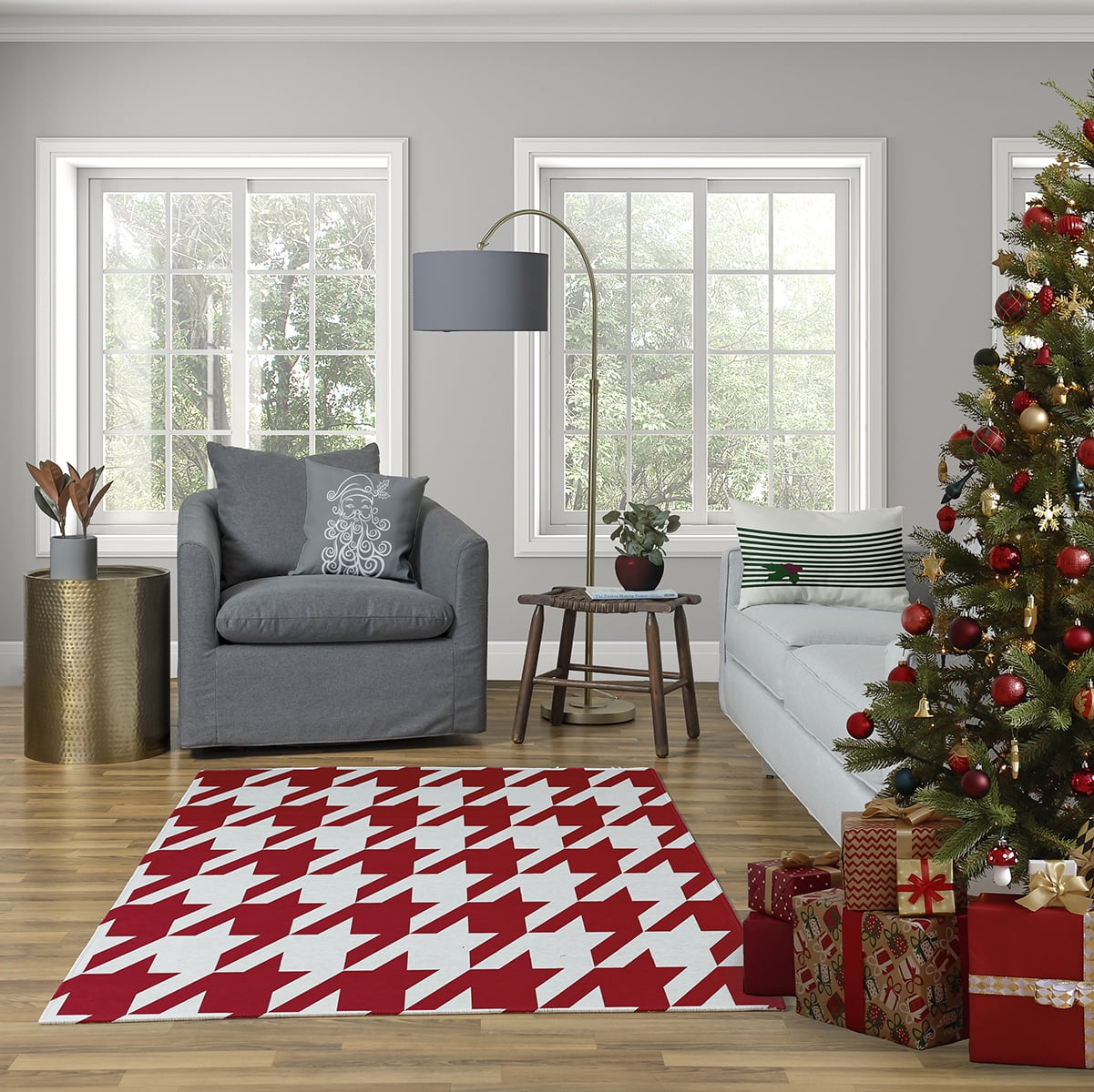 16" x 16" Simply Daisy Santa Baby Polyester Accent Pillow, Grey (1 Count)