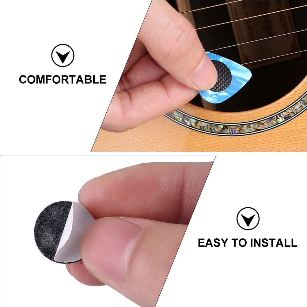 5 Pieces Guitar Pick Grip Cork Hanger Self Adhesive Pads Bass Picks Medium Black