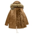 thumbnail image 1 of Chaqueta de algodón con forro de lana, chaqueta cálida de invierno con cuello de lana y capucha, chaqueta grande de algodón para mujer, 1 of 6