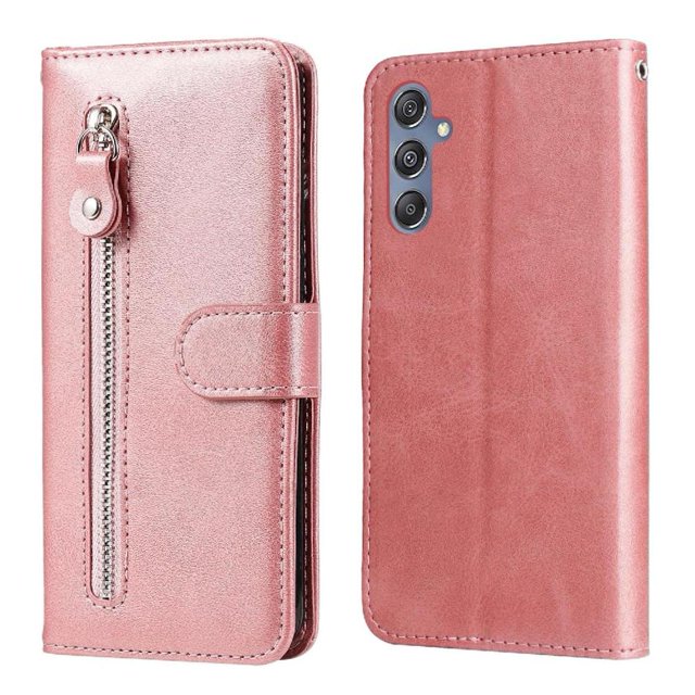 Estuche de Cuero PU con Cierre para Samsung Galaxy M34 5G , Funda Protectora con Billetera y Correa