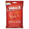 Halls-1PK Triple Action Cough Drops, Cherry, 30-bag, 12 Bags-box