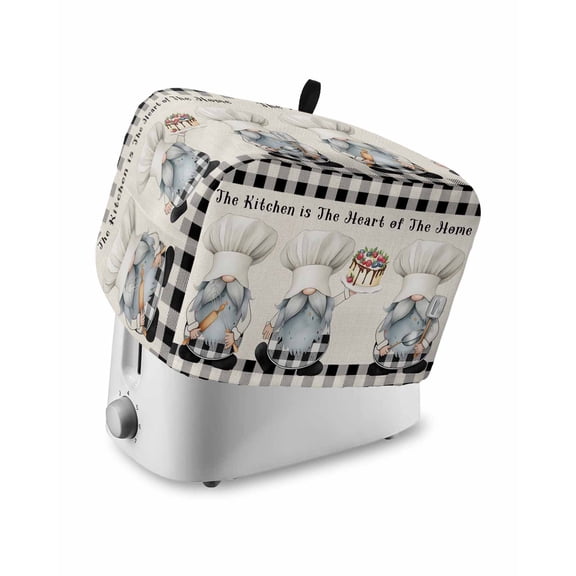 Toaster Cover 4 Slice Cooking Chef Gnome Toaster Oven Cover with Pockets Cake Black Buffalo Plaid Dustproof Bakeware Protector Small Kitchen Appliance Dust Covers and Fingerprint Protection