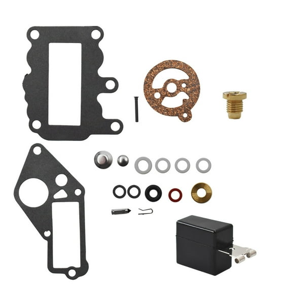 Genrics Carburetor Rebuild Repair Kit with Float Fit for Johnson Evinrude 9.5 HP 1964-1973 BRP OMC SysteMatched