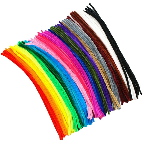 100 Pcs Pipe Cleaners Craft Bulk Plush Stems DIY Art Supplies Colorful Fuzzy Wire Sticks for Kids Adults