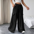 thumbnail image 4 of Edvintorg Lounge Pants Women with Pockets Flowy Lightweight Elastic Waisted Loose Cascual Wide Leg Trouser with Pockets Womens Clothes Black XL, 4 of 8