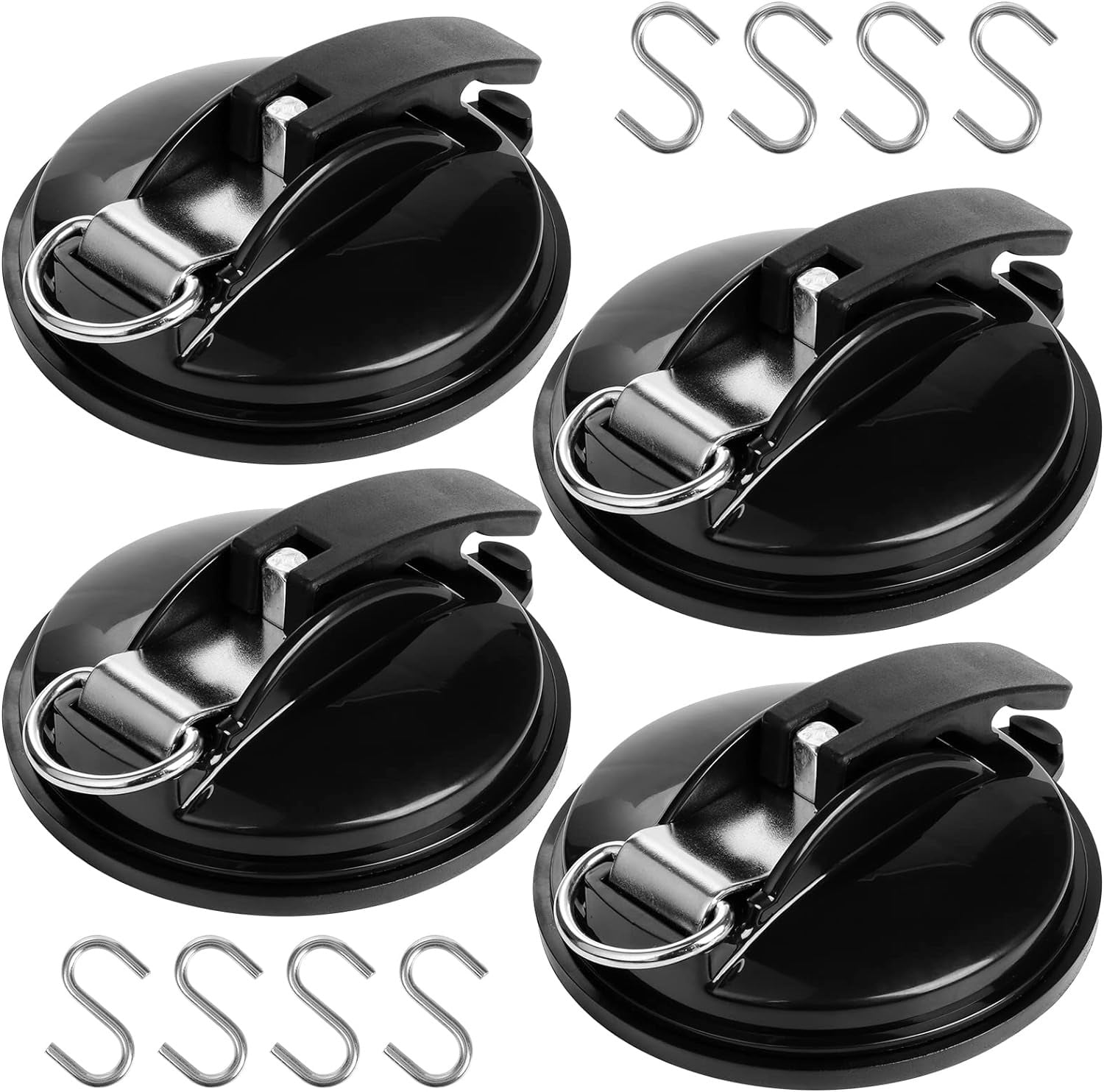 Ganchos De Ventosa Para Camping – Pack De 4 Piezas, Resistencia 10-15 Kg, Anclaje Fuerte, Para Toldos, Carpas Y Furgonetas