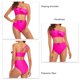 thumbnail image 5 of Bikini con volantes en color rojo rosa, de fibra de poliéster, con cintura alta y control de abdomen para fiestas y spas, talla S, 5 of 6
