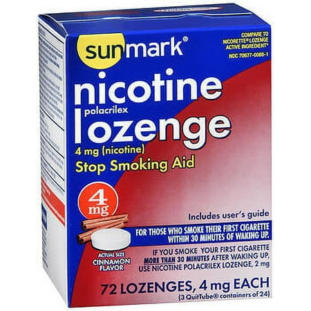 Sunmark Nicotine Polacrilex Lozenges 4 mg Cinnamon Flavor - 72 ct