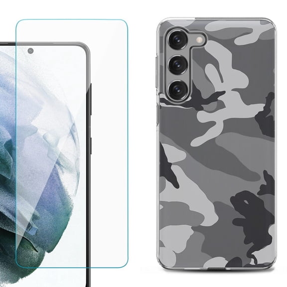 Shockproof Fashion Phone Case for Samsung Galaxy S23 5G, by OneToughShield ® - Camo B/W