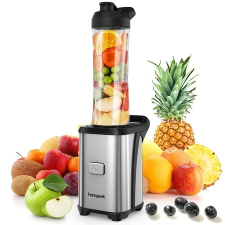 Homgeek Mini 350W Fruit and Vegetable Single Serve Juice Extractor Personal Smoothie Blender Detachable Food Processor Vegetable Fruits Blender With 2 BPA-Free Travel Sport (Best Blender For Juicing Vegetables)