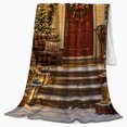 thumbnail image 2 of Warm Brown Snowy Porch Scene, Rustic Winter Porch Art Style for Winter Holiday Decor Enthusiasts, Housewarming Gift with Cozy Flannel Blanket, Home Decor for Living Room And Family Room And, 2 of 9