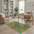 thumbnail image 2 of ODIKA 4'x6' Washable Area Rug Retro Abstract Geometric Prism Bold Vibrant Mid Century Striped Playful for Dorm Room, Small Living Stain Resistant Low Profile, Easy Care, 2 of 7