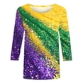 thumbnail image 5 of Feancey Tops for Women 3/4 Sleeve Mardi Gras Shirts Dressy Trendy Mask Graphic Crewneck Tees Holiday Casual Loose Carnival Themed T-Shirts Multicolor M, 5 of 6