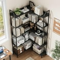 thumbnail image 4 of AOILE 72" Corner Bookshelf, Industrial L-Shaped 5-Tier Bookcase with Metal Frame, Large Corner Display Rack Shelf for Living Room, Bedroom, Office, 4 of 6