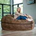 thumbnail image 4 of Big Joe Fuf 8Ft Giant Foam Bean Bag Chair, Oversized Couch with Removable Cover for Kids, Teens, Adults, Coffee Soft Vegan Leather, 8 Foot, 4 of 7