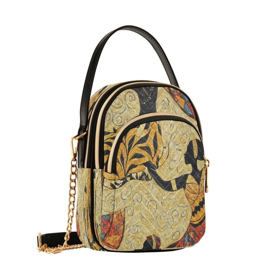 Women's Crossbody Handbags Shoulder Handbag Multi Pocket Crossbody Bag African Faces Decorative