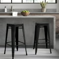 thumbnail image 6 of JUMMICO 30 Inches Metal Bar Stools  Barstools Stackable High Backless Stools Vintage Indoor Outdoor Stackable Kitchen Stools Set of 4 (Black), 6 of 7