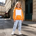 thumbnail image 2 of JIAYUE Girls Clothing Outfits Raglan Long Sleeve Color Block Hoodies With Pocket Solid Jogger Pants 2-Piece Sets School Playing,2-3 Years, 2 of 4