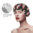 thumbnail image 5 of Cute Popcorn Starry Sky Black Shower Cap, Reusable Bath Hair Hat for all Hair Lengths Hair Cover with Elastic Band Double Waterproof Layers Bathing Hat, 5 of 5