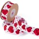thumbnail image 1 of Cinta de satén de poliéster de una sola cara con estampado de corazón rojo y blanco de 10 yardas y 1 pulgada, rollos con carrete, 1 of 5