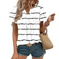 thumbnail image 2 of Women's Gingham Check Blouse V-Neck Short Sleeve Top with Flounce Sleeve and Ruffle Detail Casual Spring Summer Fashion, 2 of 7