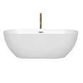 thumbnail image 2 of Brooklyn 67 Inch Freestanding Bathtub in White with Polished Chrome Trim and Floor Mounted Faucet in Brushed Gold, 2 of 5