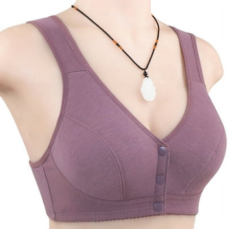Womens Bras No Underwire Wireless Seamless Bra Ndbuld Women s Fashion Sexy Non Steel Front Buckle Style Underwear Clearance Under 10 Purple L
