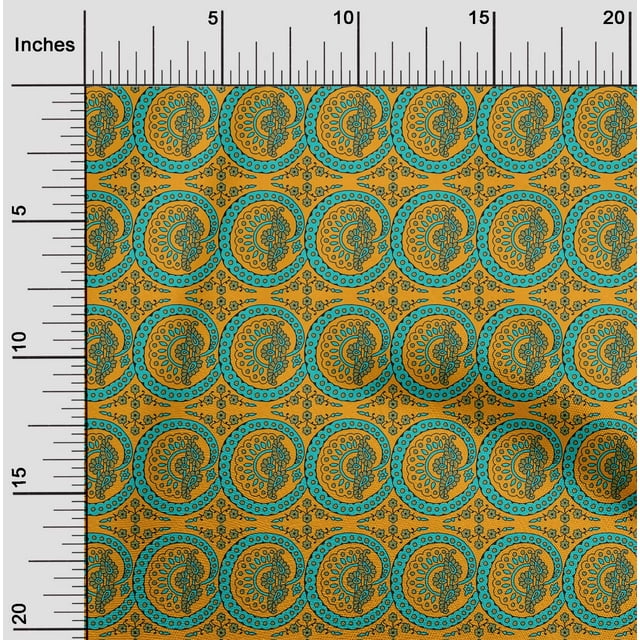 oneOone Polyester Lycra Fabric Floral & Paisley Block Printed Fabric 1 Yard 56 Inch Wide