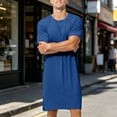 thumbnail image 2 of Men's Modal Nightshirt Short Sleeve Crew Neck Loose Fit Sleep T-Shirt Lounge Wear with Side Slits, 2 of 9